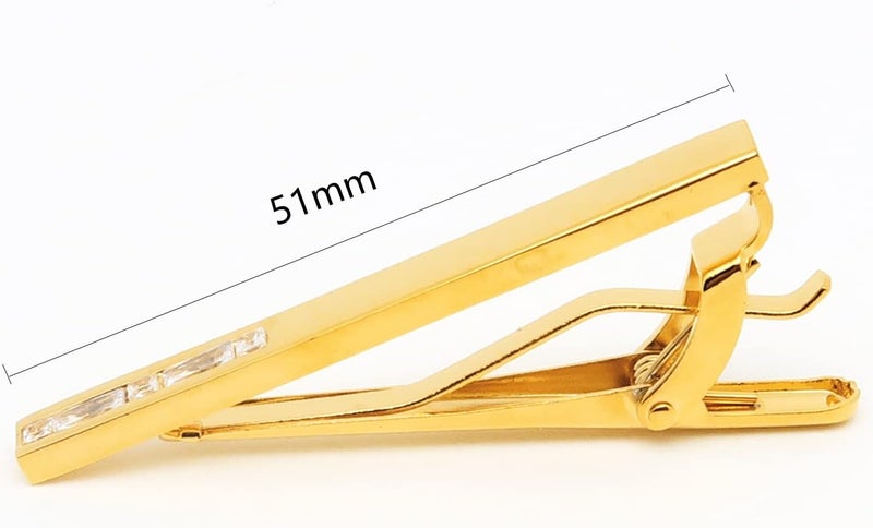 Jonwo Men's Crystal Tie Clip Silver Tone Tie Bar for Gentleman Regular Necktie Tie Clip for Business Anniversary - Image 4